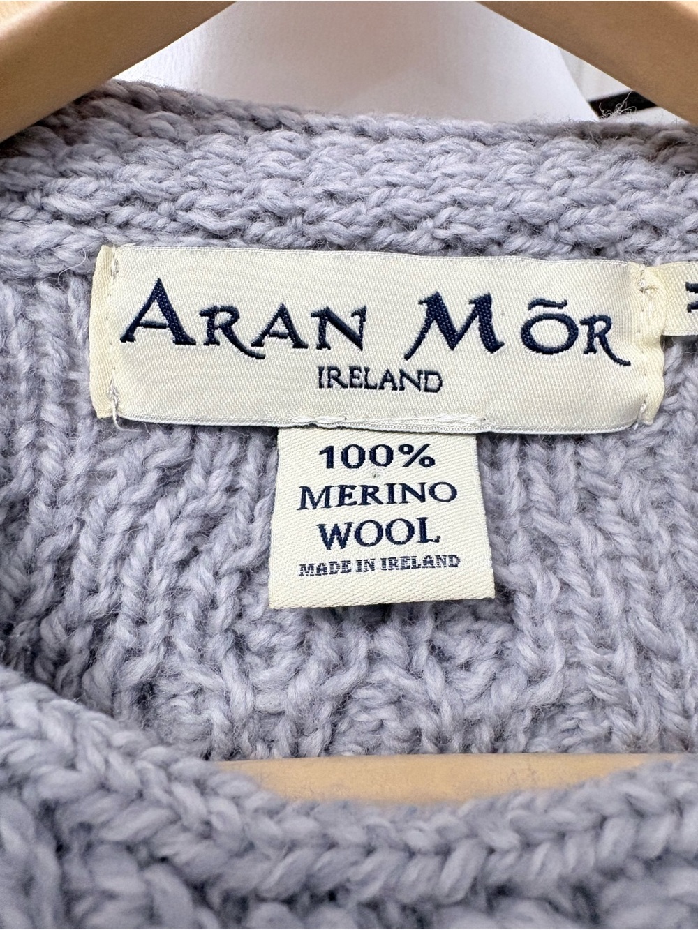 Aran Mor Gray Cable-Knit Irish Crewneck Fisherman 100% Merino Wool Sweater Sz M - Picture 5 of 10